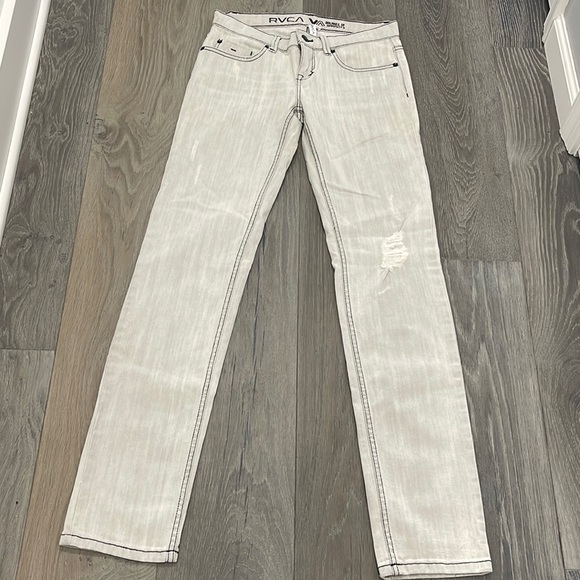 Vintage RVCA Low Rise Distressed Straight Leg Gray Washed Jeans-27 - Picture 1 of 9